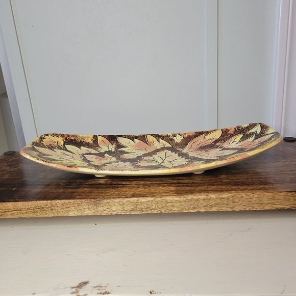 Autumn Maple Leaf Ceramic Tray Signed R. Hudson Mar 77 Holland Mold - Picture 5 of 8